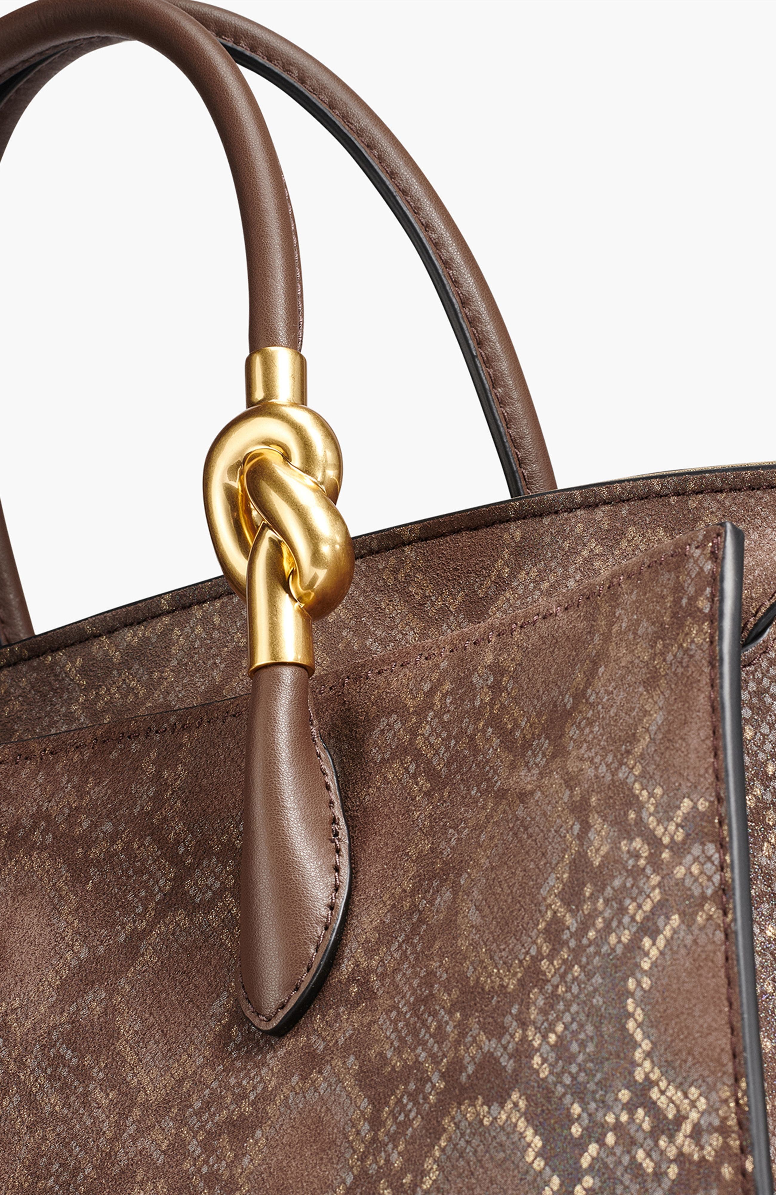 Donna Karan New York Loden Python Suede Satchel, Alternate, color, Brown Multi