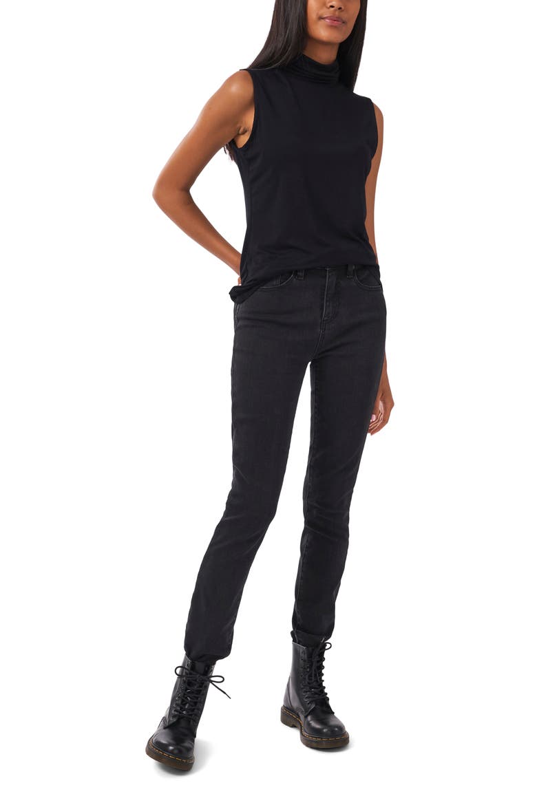 Turtleneck Sleeveless Knit Top, Alternate, color, RICH BLACK