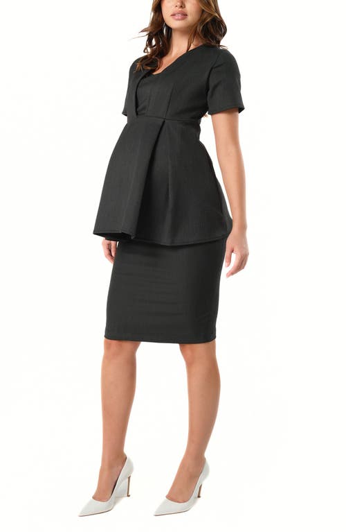 Marion Knee Length Maternity Pencil Skirt With Bump Panel In Gray