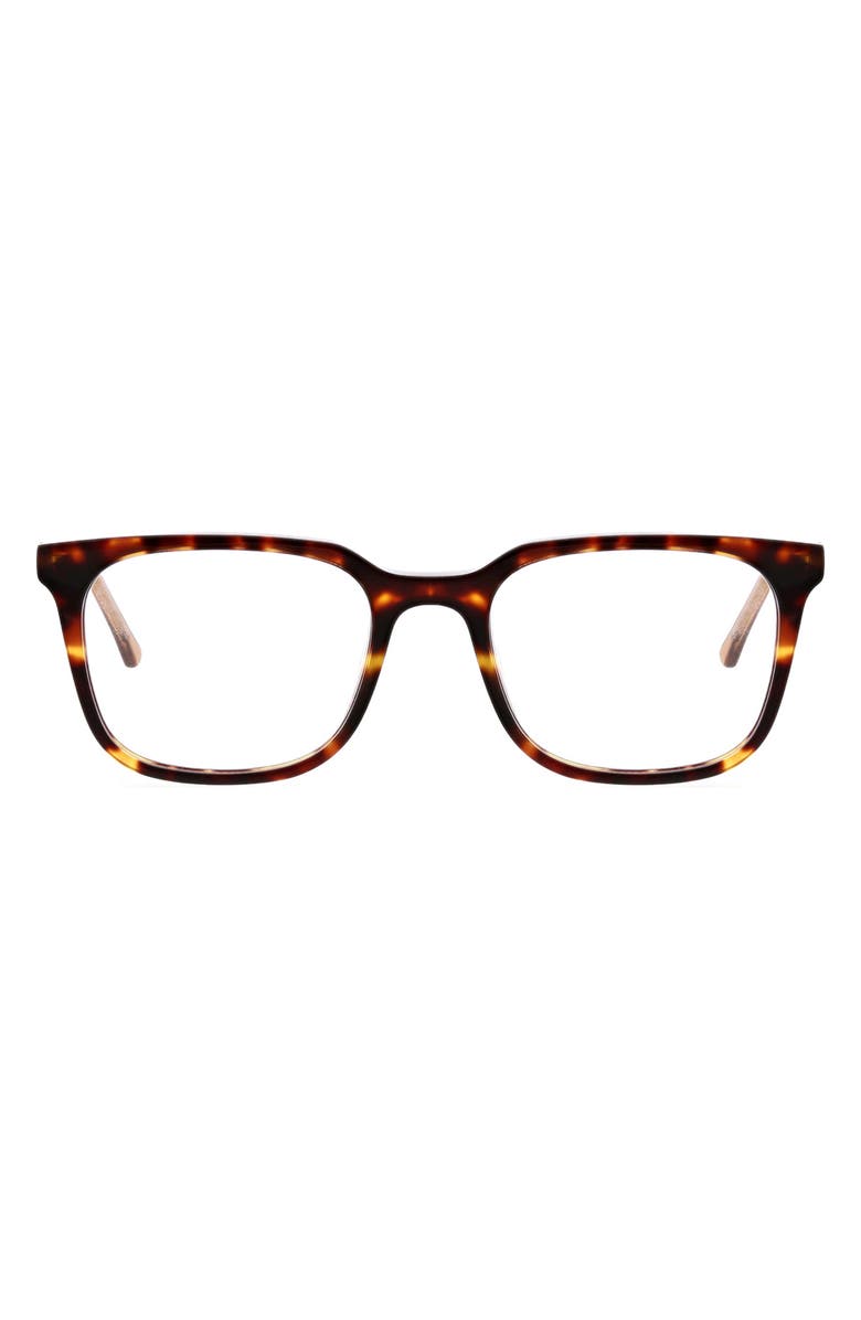 Oscar de la Renta 51mm Oversize Square Reading Glasses, Main, color, Amber Demi