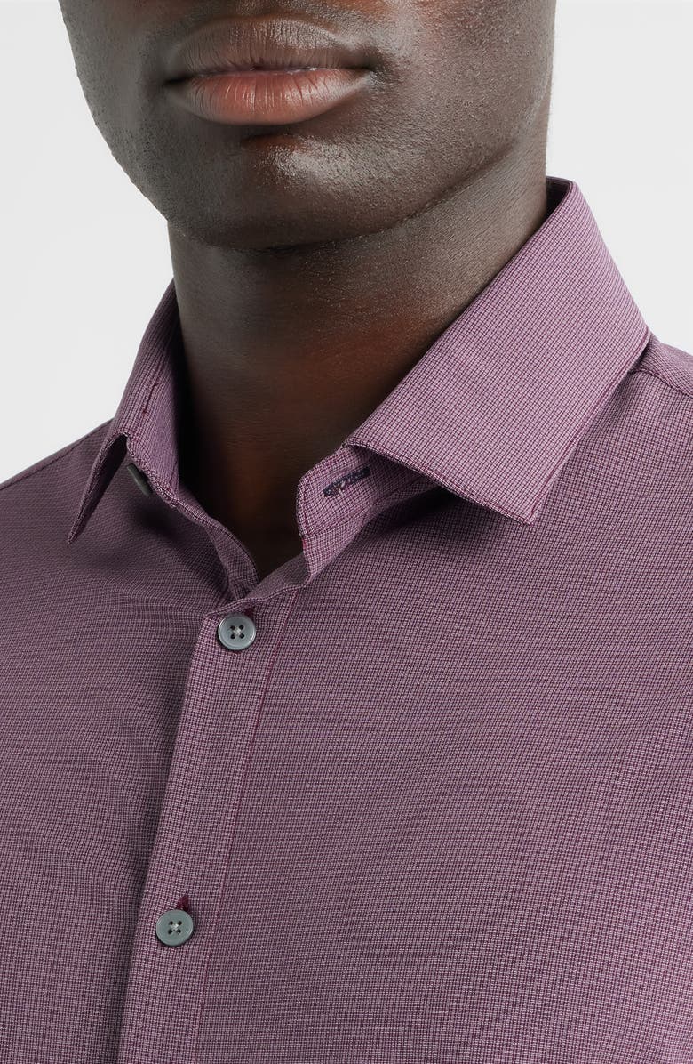 Mizzen+Main Leeward Trim Fit Plaid Performance Button-Up Shirt, Alternate, color, Eggplant Levi Plaid
