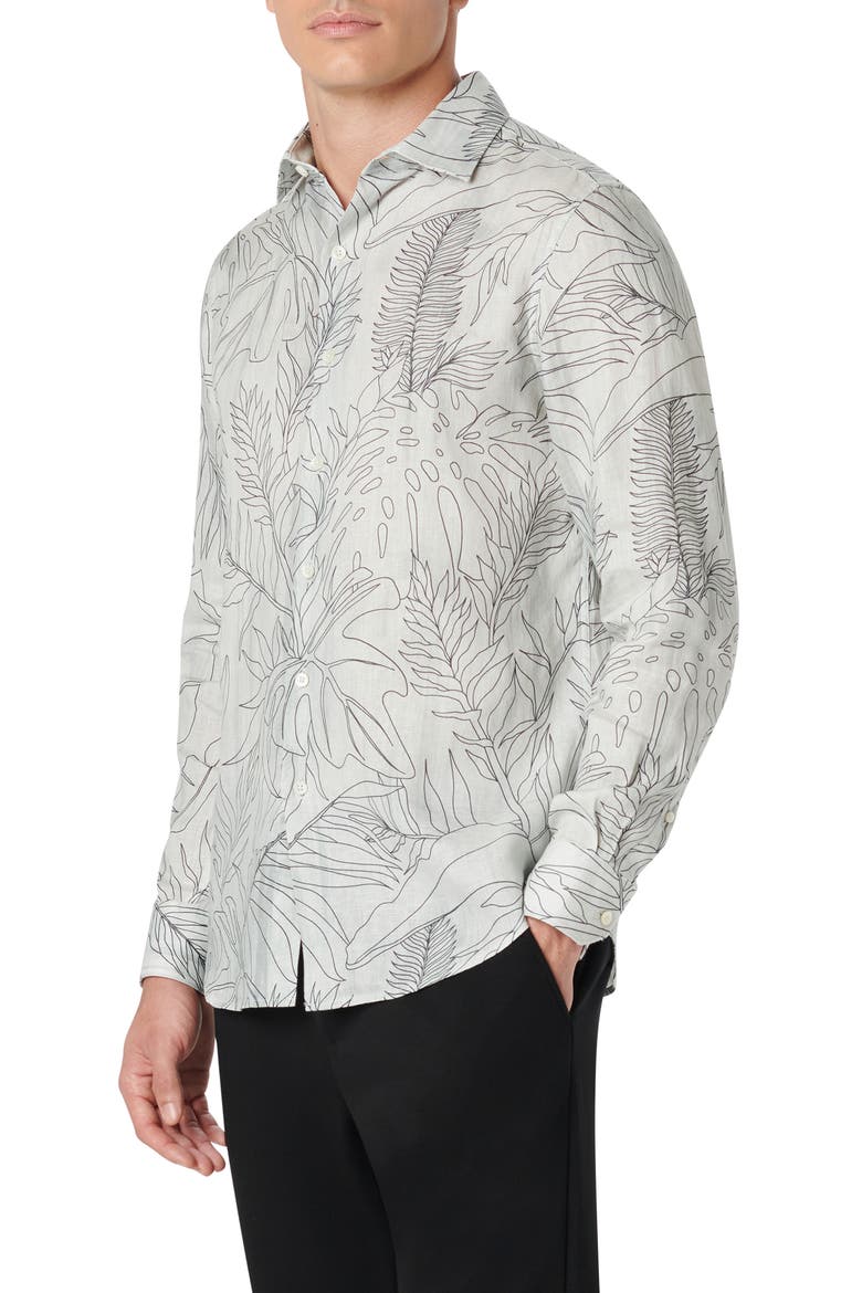Axel Shaped Fit Woven Linen Button-Up Shirt, Alternate, color, CEMENT