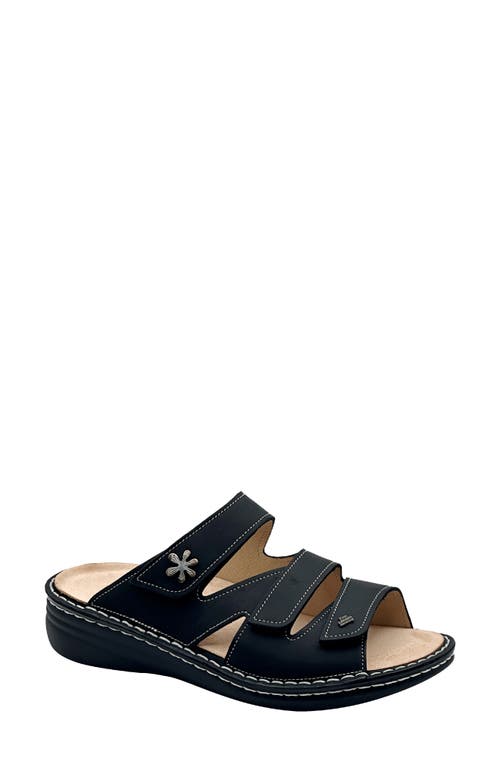 Finn Comfort Grenada Womens Leather Embellished Slide Sandals In Black