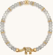 Karma and Luck Labradorite Elephant Charm Beaded Bracelet Mind Nourisher