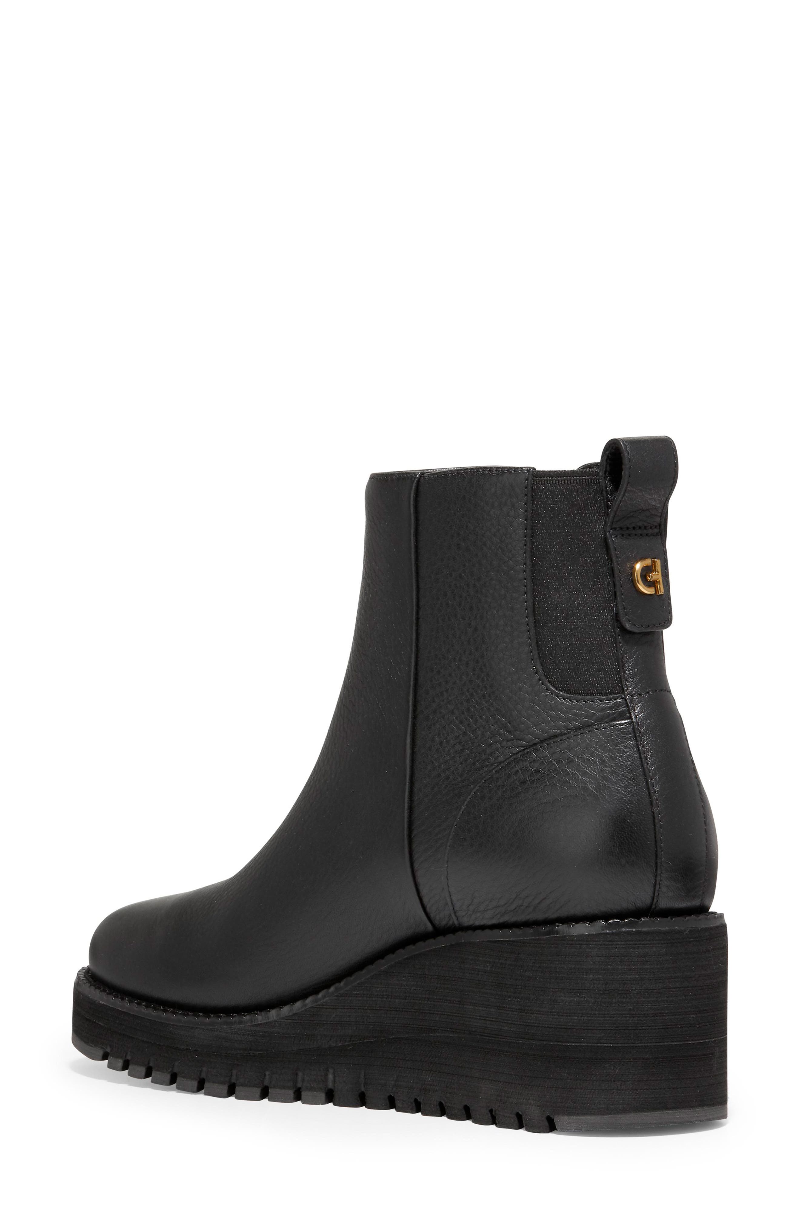 Cole Haan ZeroGrand City Waterproof Wedge Bootie, Alternate, color, Black/ Black Wp