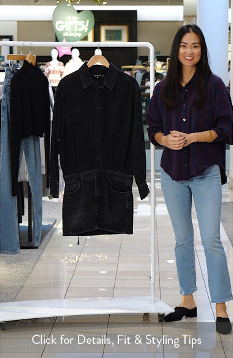 Denim Long Sleeve Mini Shirtdress, sales video thumbnail