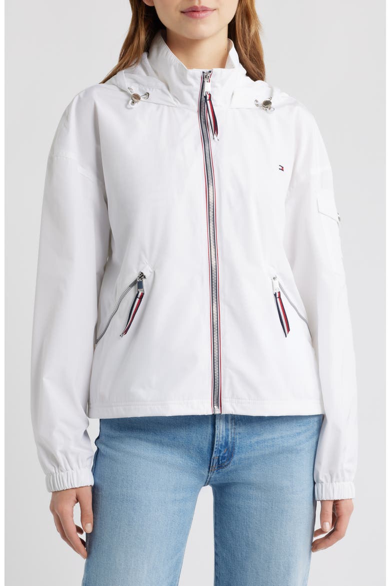 Hooded Windbreaker Jacket, Alternate, color, WHITE
