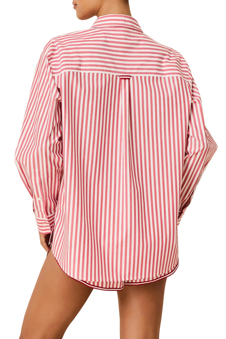 The Avril Linen Blend Button-Up Shirt, Alternate, color, LIPSTICK RED