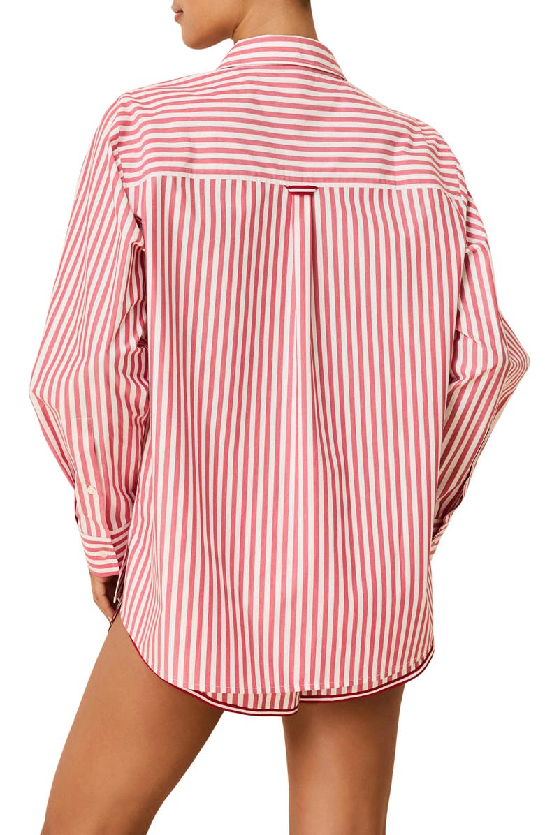 Solid & Striped The Avril Linen Blend Button-Up Shirt, Alternate, color, Lipstick Red