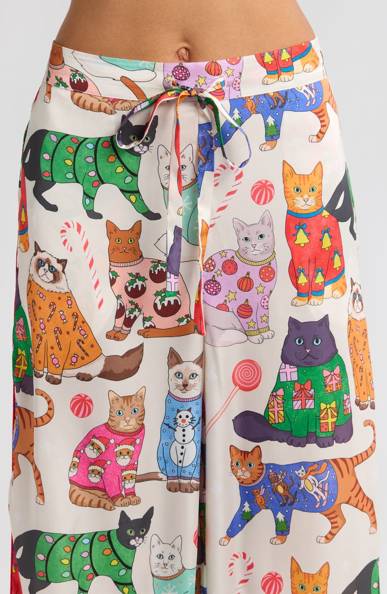 Karen Mabon Christmas Cats in Jumpers Satin Pajamas, Alternate, color, 