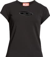 【DIESEL】T-Angie Tシャツ T-ANGIE Woman: Cotton T-shirt with cut-out D logo | Diesel