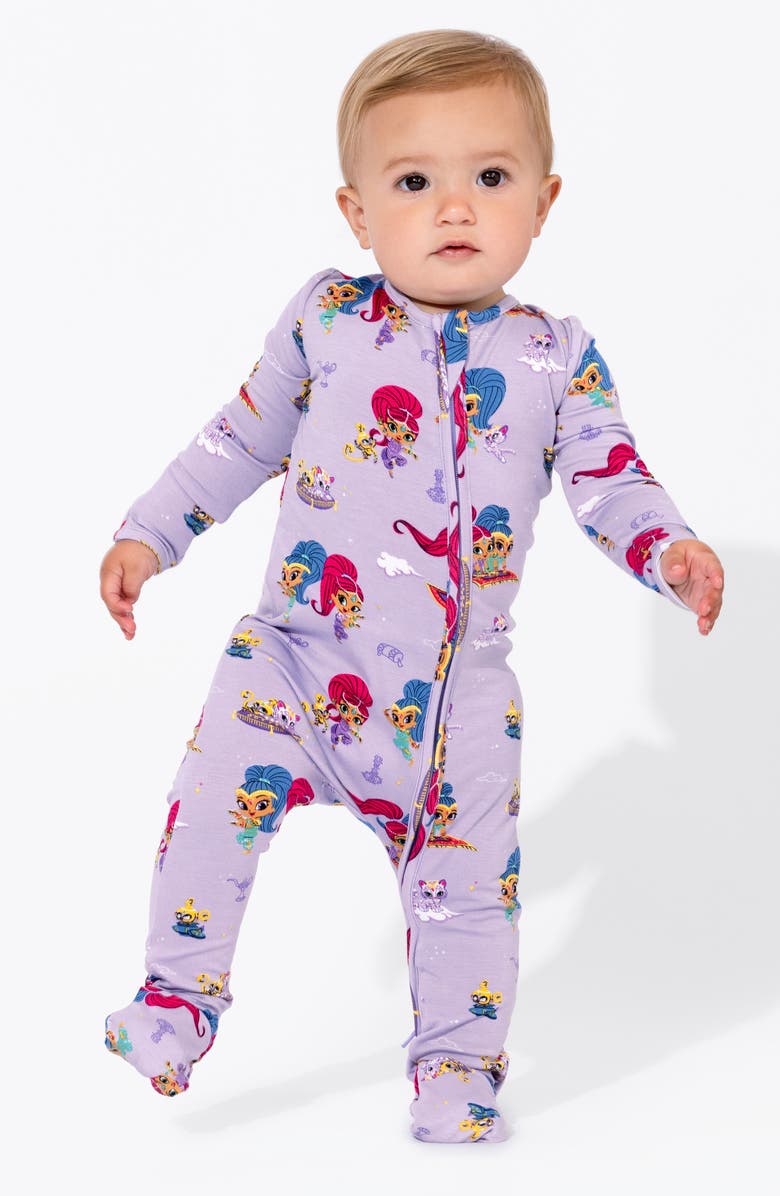 Bellabu Bear Shimmer & Shine Fitted Convertible One-Piece Pajamas, Alternate, color, 