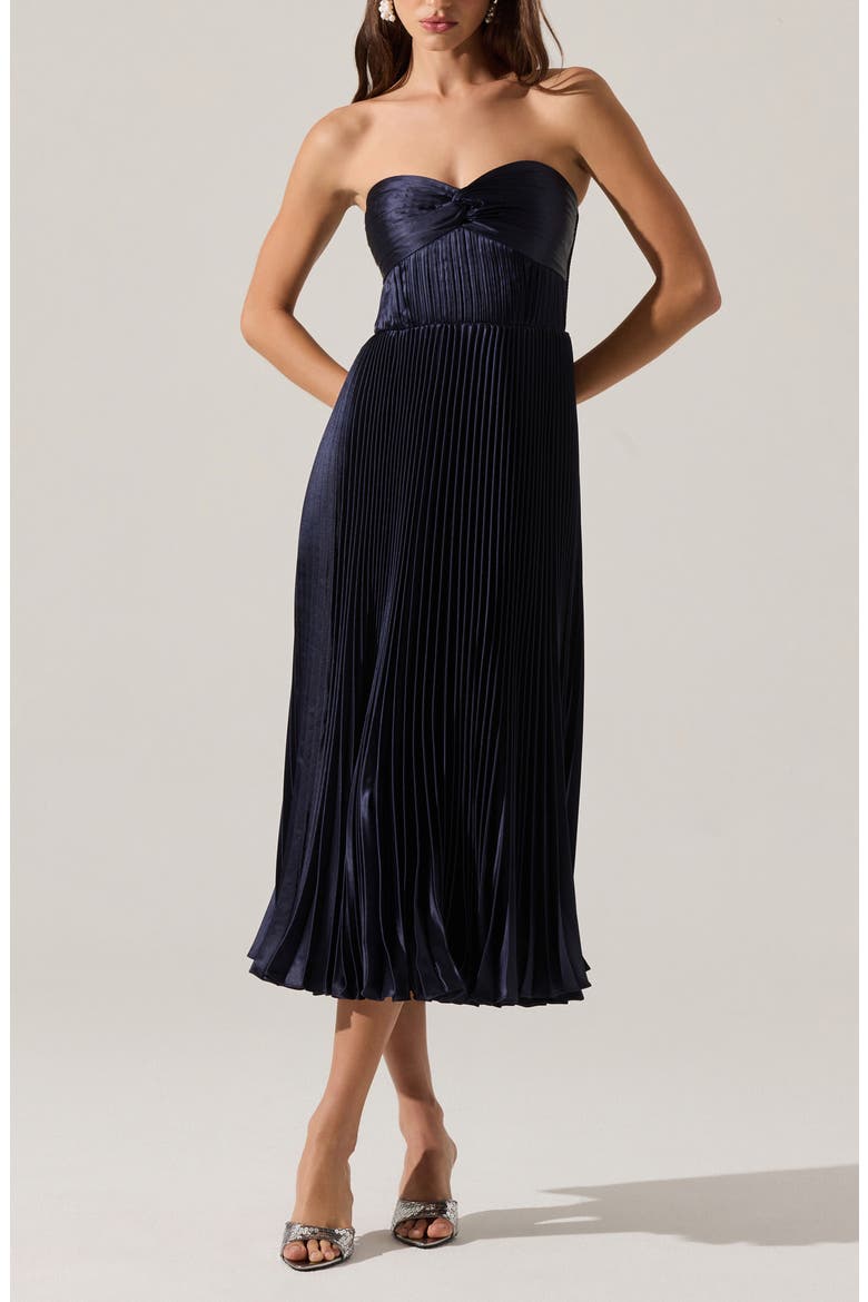 Ascella Strapless A-Line Dress, Alternate, color, NAVY
