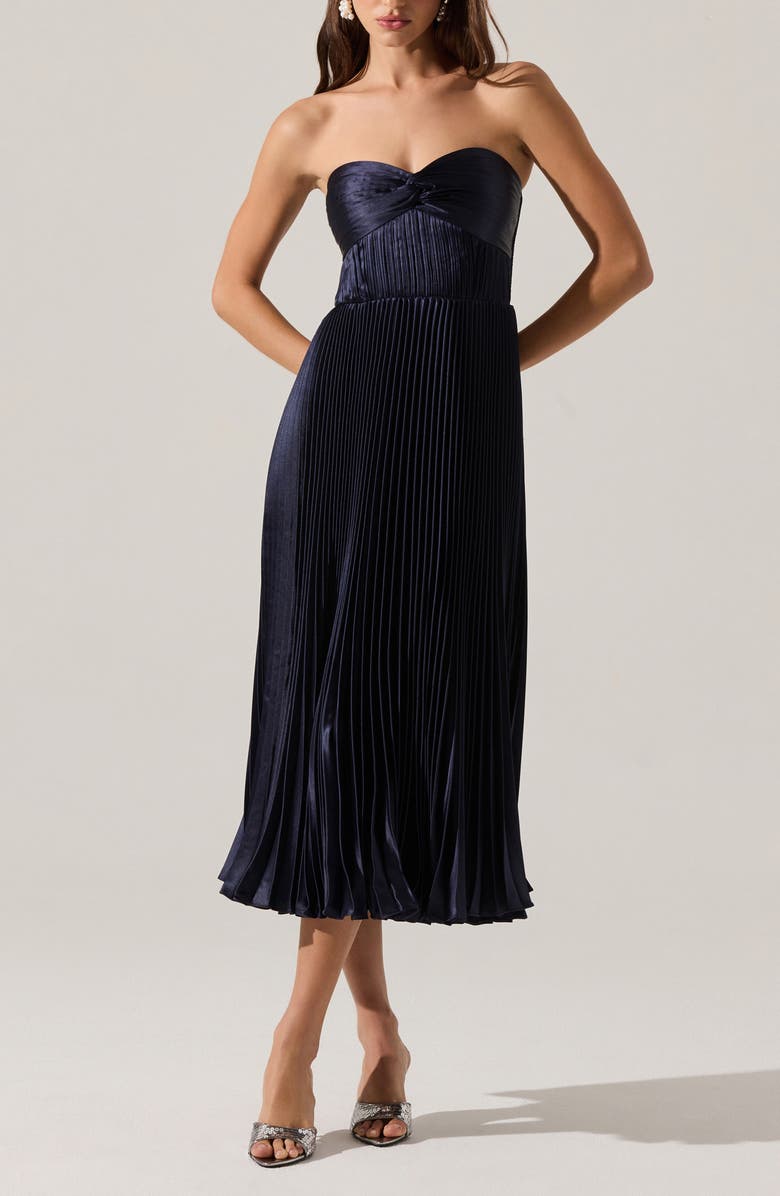 ASTR the Label Ascella Strapless A-Line Dress, Alternate, color, Navy