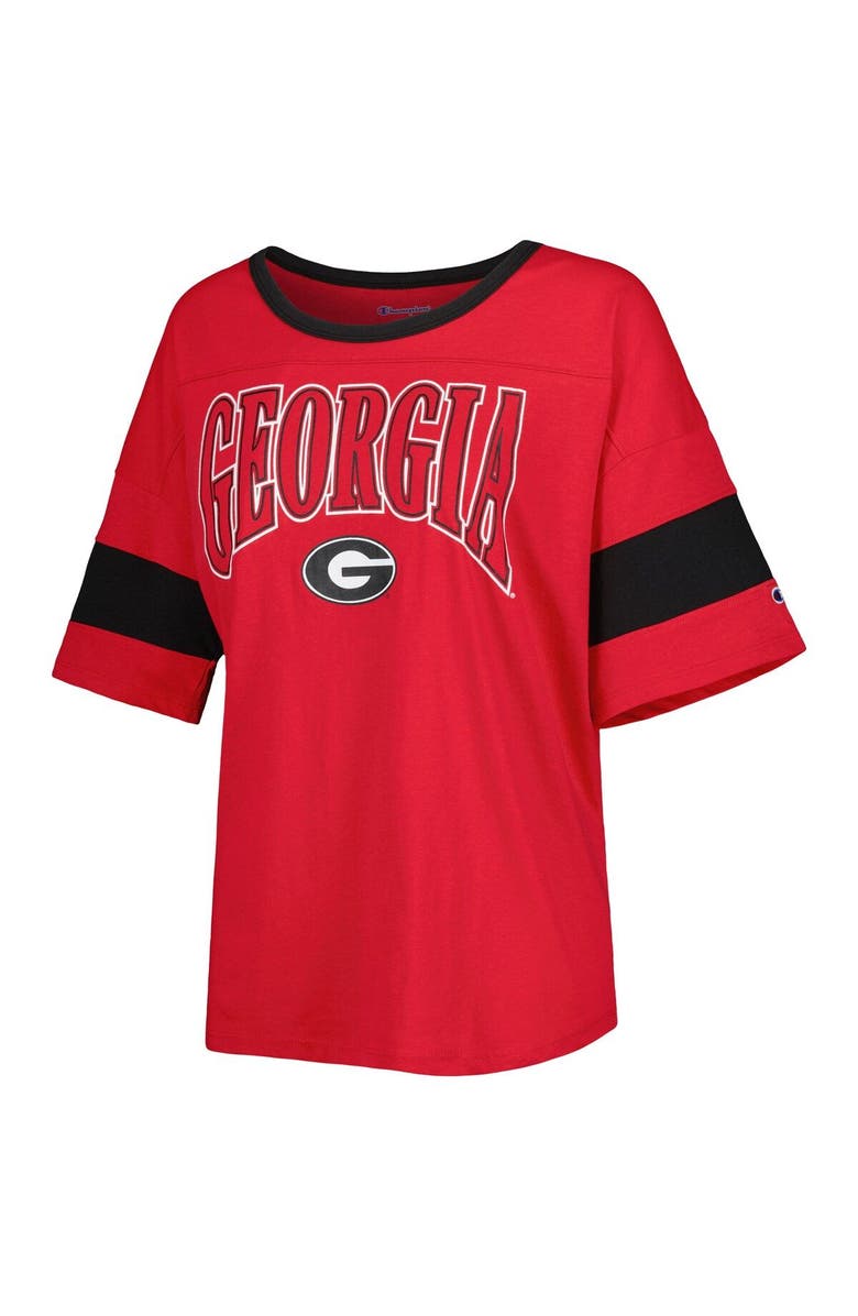 Champion Women's Champion Red Georgia Bulldogs Jumbo Arch Striped Half-Sleeve T-Shirt, Alternate, color,