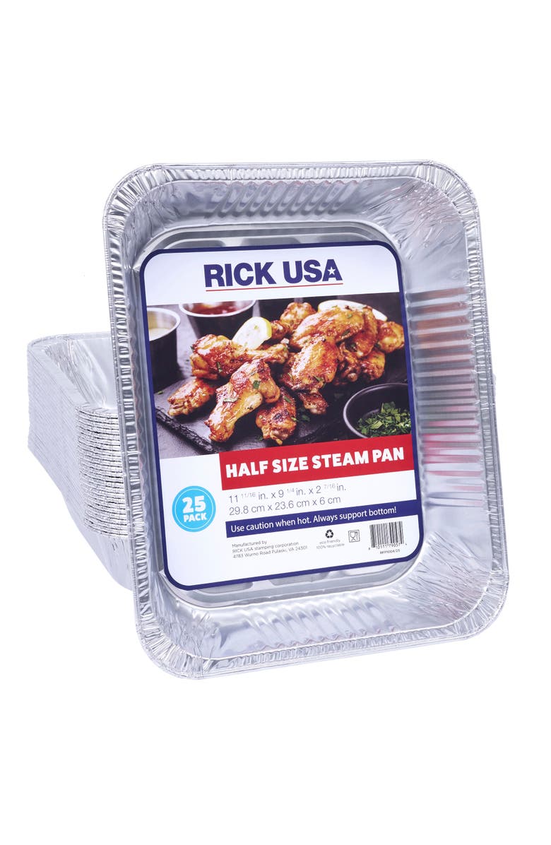 RICK USA Aulminum Half Size Steam Pan, 25 Pack, Main, color, Gray