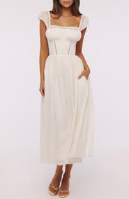 HOUSE OF CB Thea Lace Trim Flare Maxi Dress