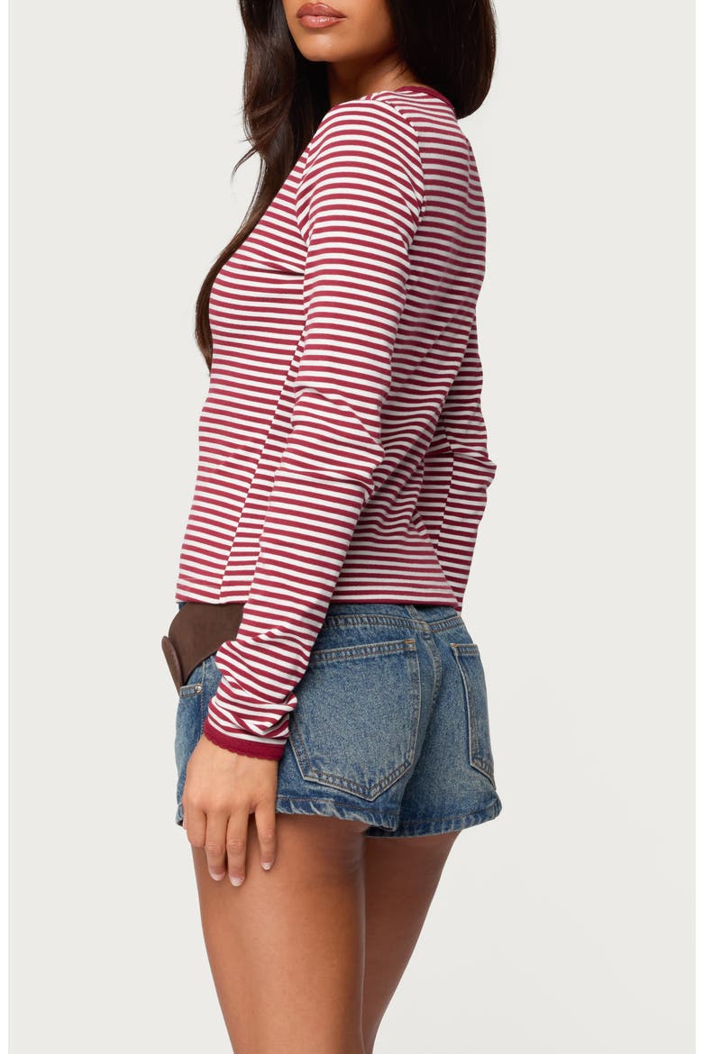 Rayla Stripe Button-Up Top, Alternate, color, RED