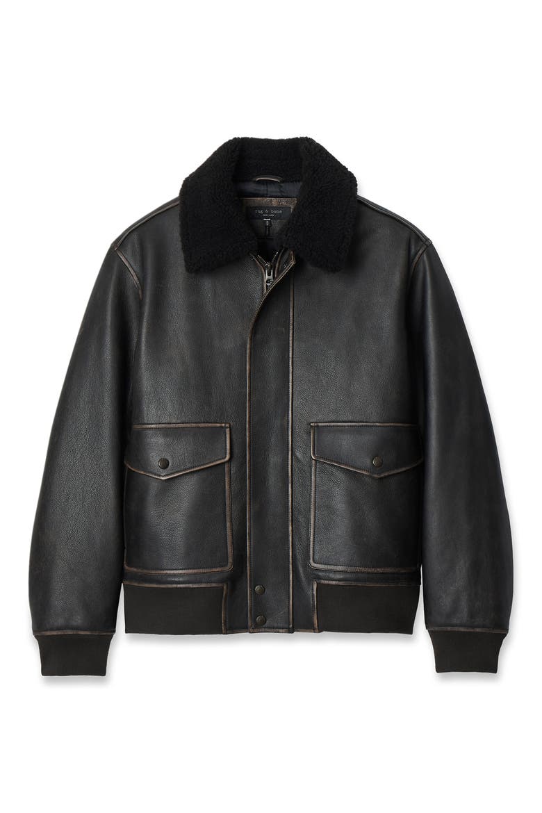 Manston Leather Flight Jacket, Main, color, BROWN