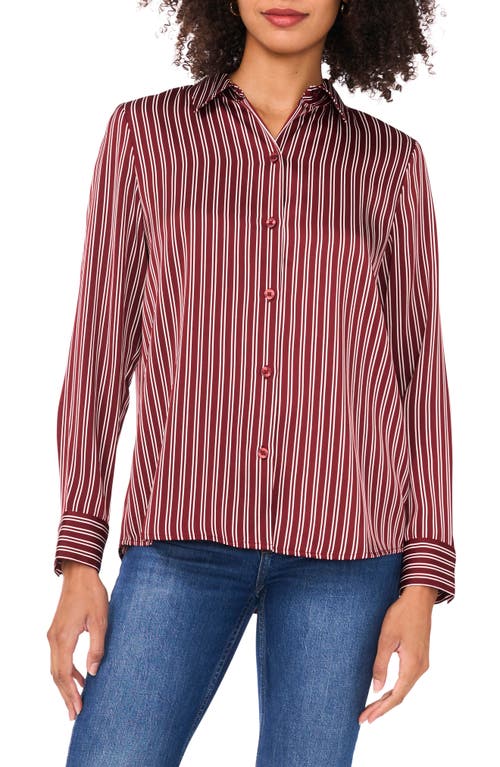 Vince Camuto Satin Long Sleeve Button-up Shirt In Brown