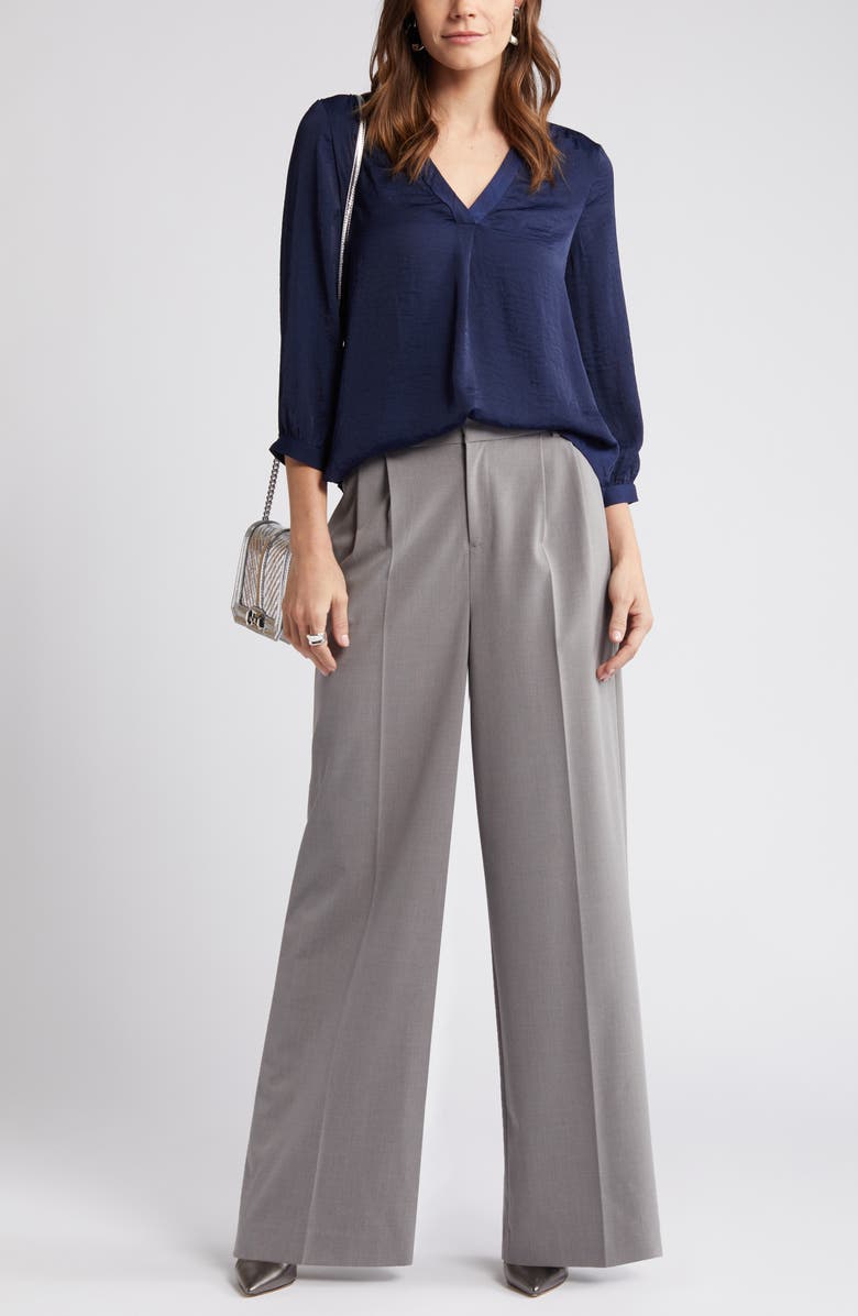 Vince Camuto Rumple Satin Top, Main, color, Classic Navy