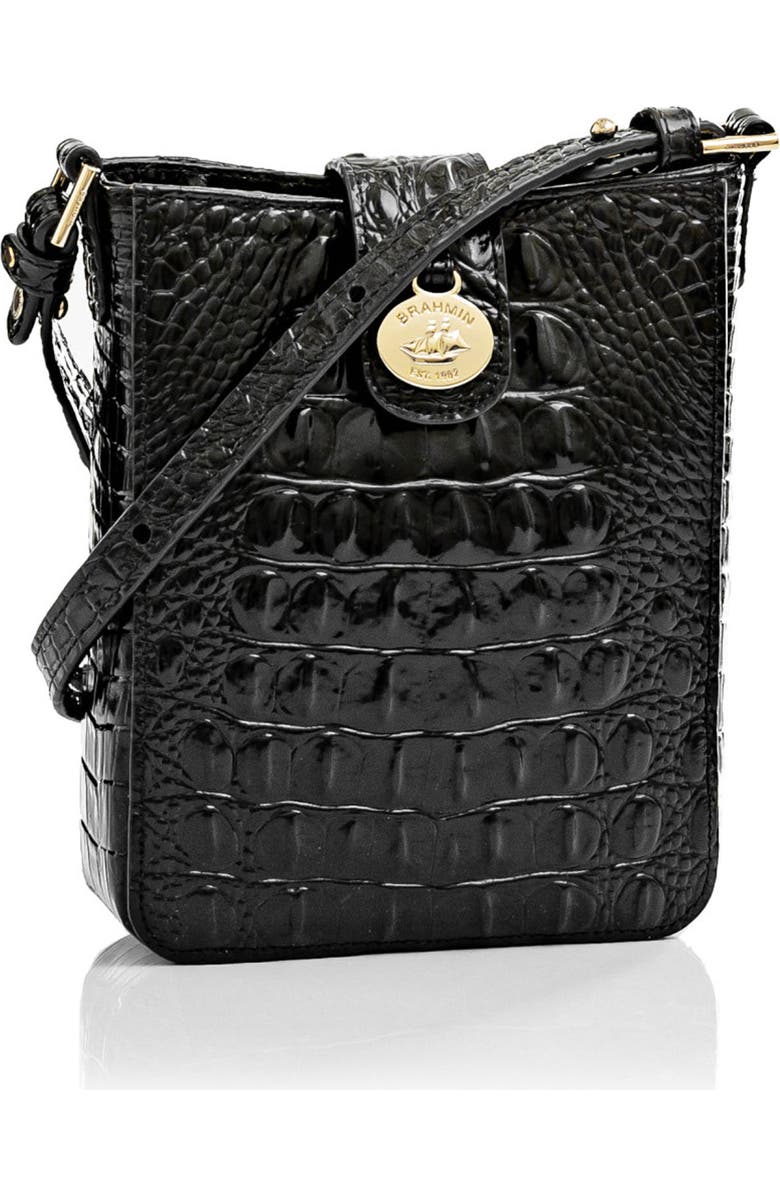 Brahmin Marley Croc Embossed Leather Crossbody Bag, Alternate, color,