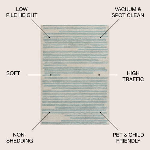 Jonathan Y Khalil Modern Berber Stripe Area Rug In Cream/turquoise