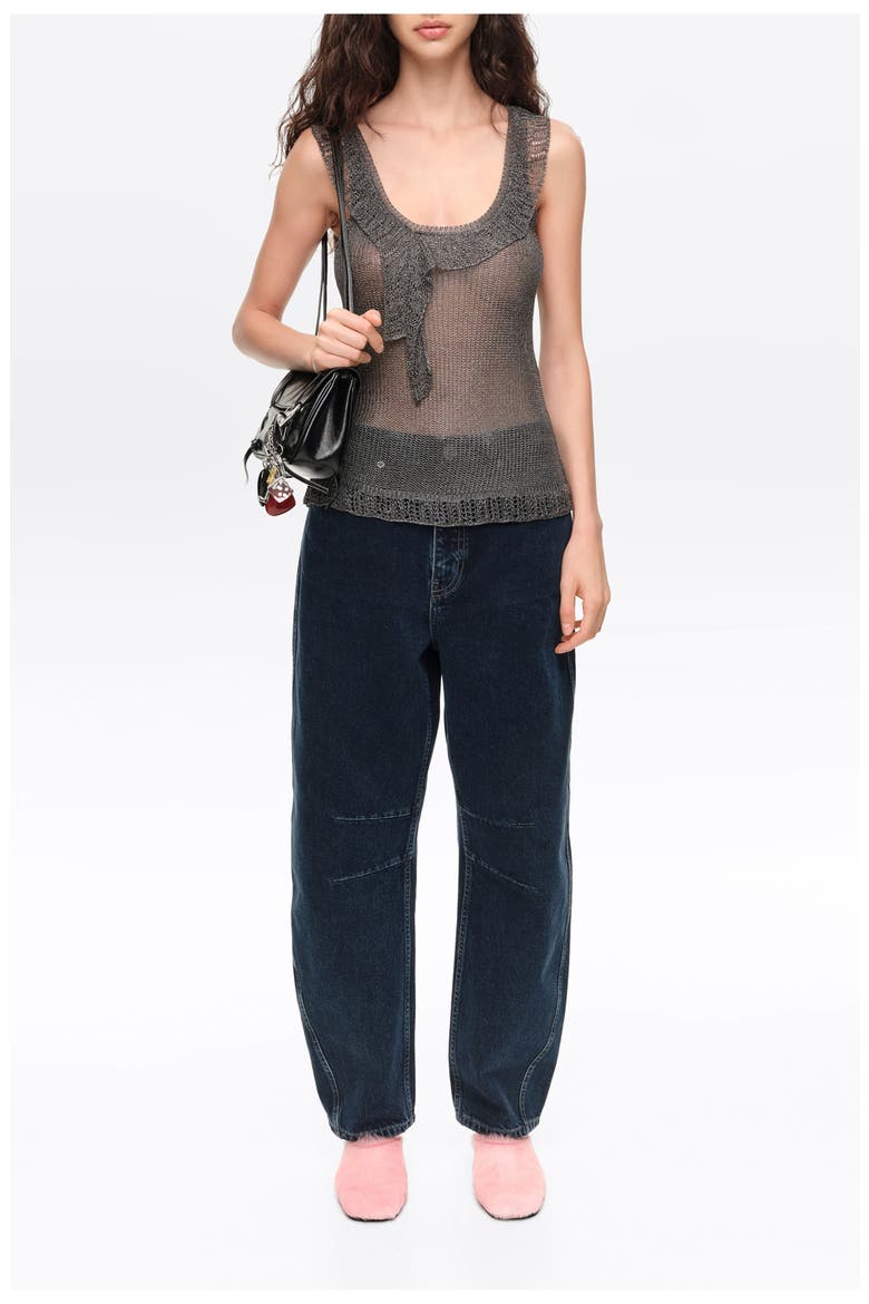 Denim Barrel Leg 5-Pocket Trousers, Alternate, color, DARK DENIM BLUE