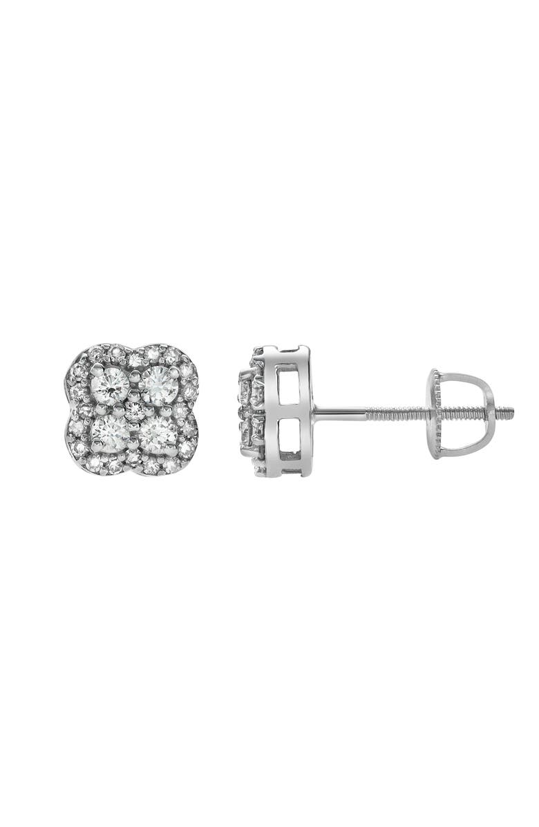 LuvMyJewelry Clover 14K Gold Diamond Stud Earrings - 0.5ct., Alternate, color, 14K White Gold
