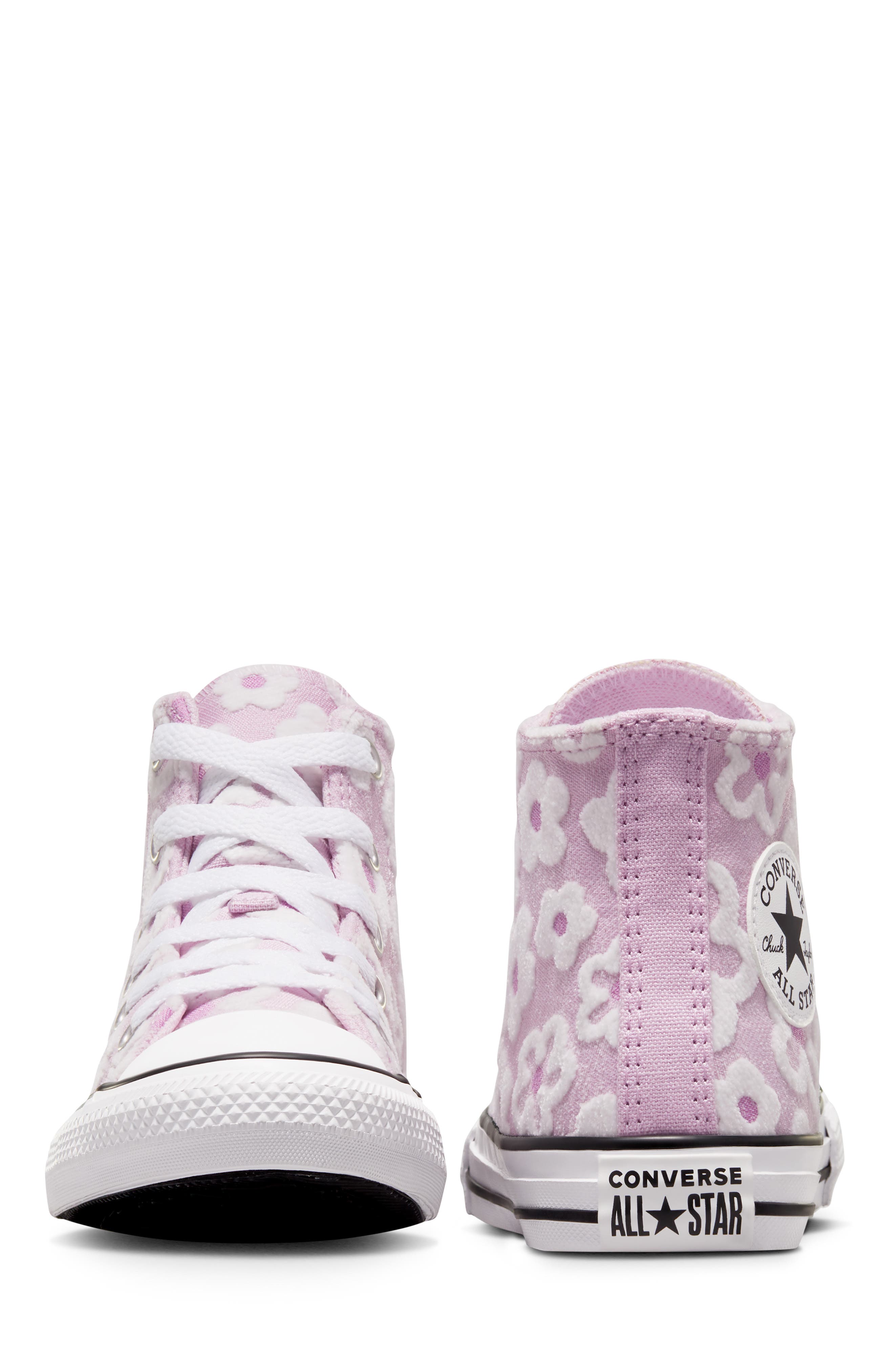 Converse Kids' Converse Chuck Taylor<sup>®</sup> All Star<sup>®</sup> Floral High Top Sneaker, Alternate, color, Stardust Lilac/Grape Fizz