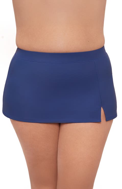 Plus Size Full Coverage Skirted Swimsuit Bottom with Side Slit