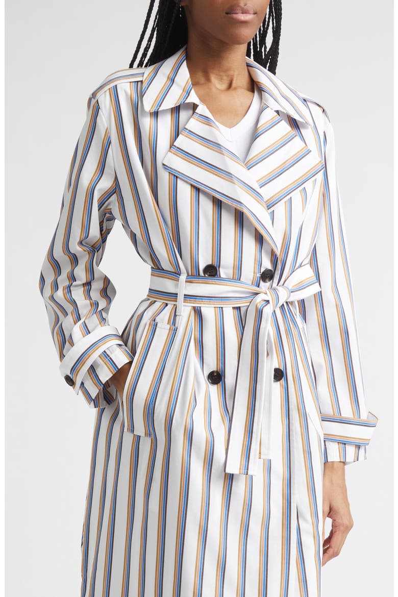 Yoshi Stripe Cotton Blend Trench Coat, Alternate, color, PARCH/CHOCO/BLUE STRIPE