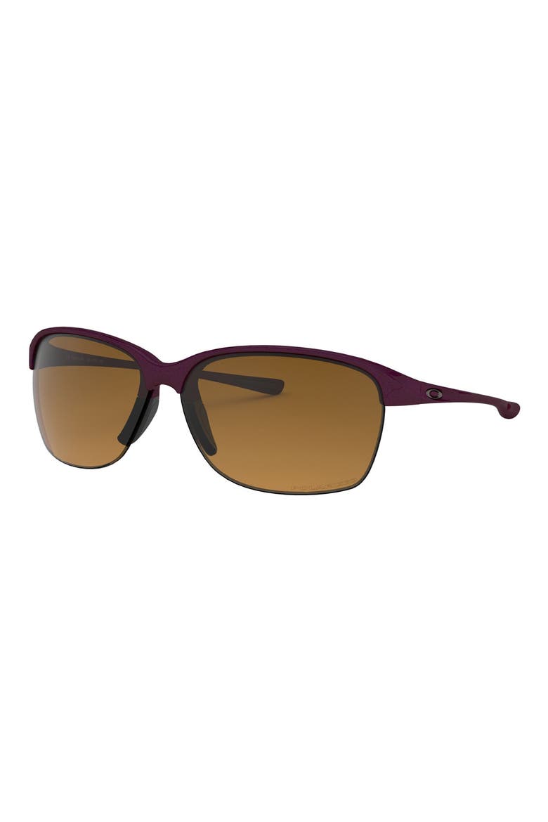 Unstoppable 65mm Gradient Polarized Oversize Rectangular Sunglasses, Alternate, color, RASPBERRY/ BROWN P