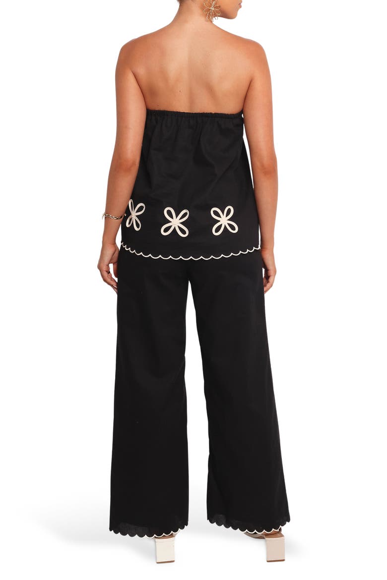 Semika Scalloped Hem Wide Leg Pants, Alternate, color, BLACK