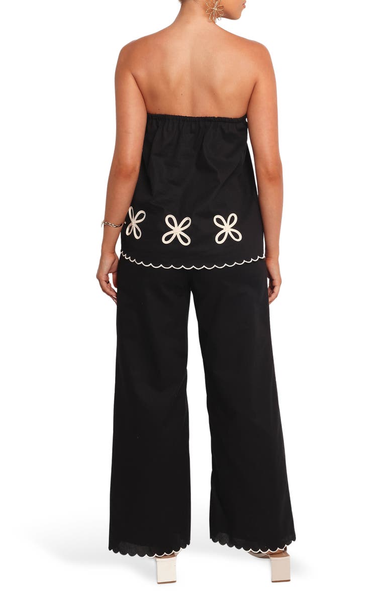 Petal & Pup Semika Scalloped Hem Wide Leg Pants, Alternate, color, Black