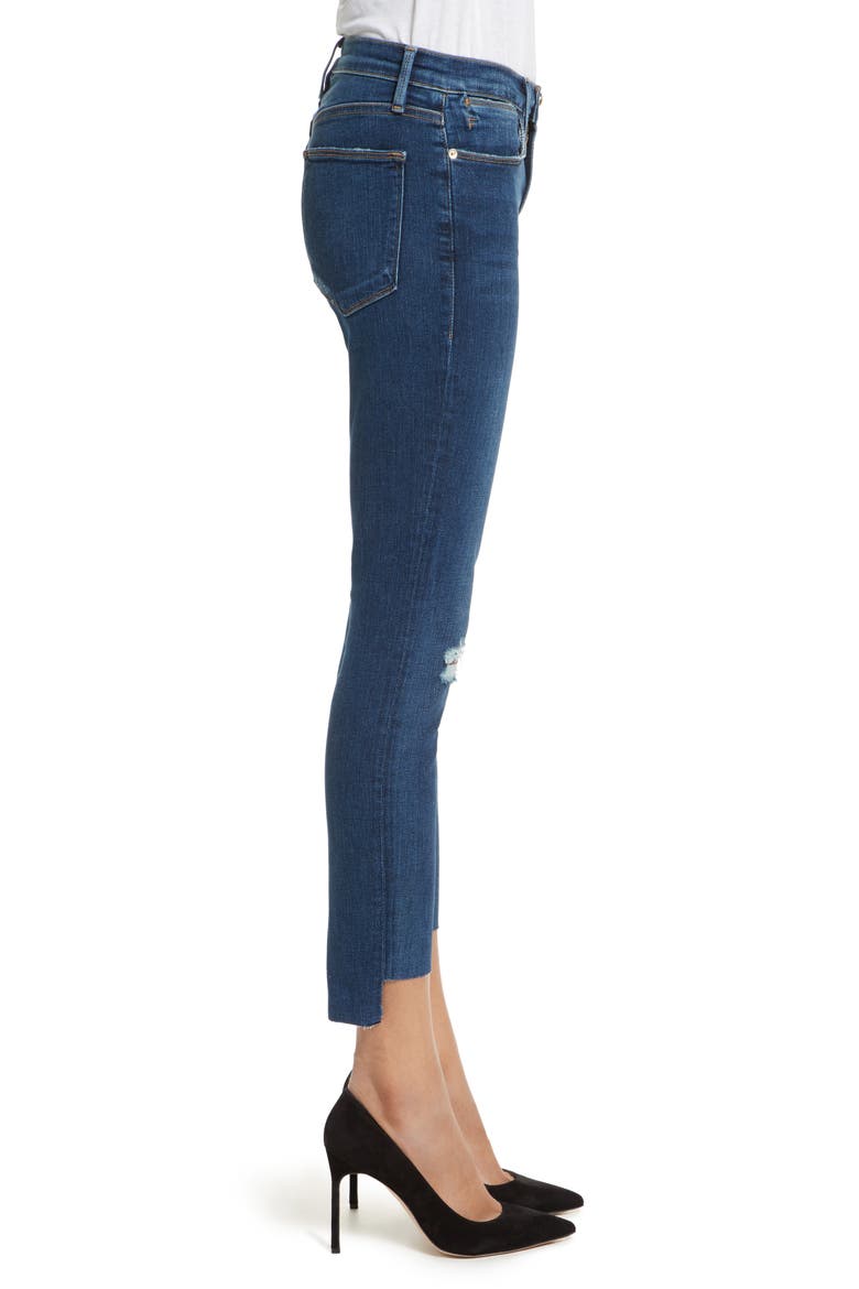 Le High High Waist Staggered Hem Slim Jeans, Alternate, color, BAISLEY