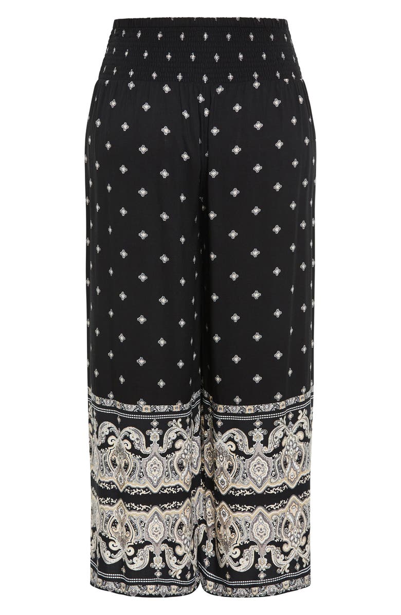 City Chic Sky Print Wide Leg Pants, Alternate, color, Black Wild Love