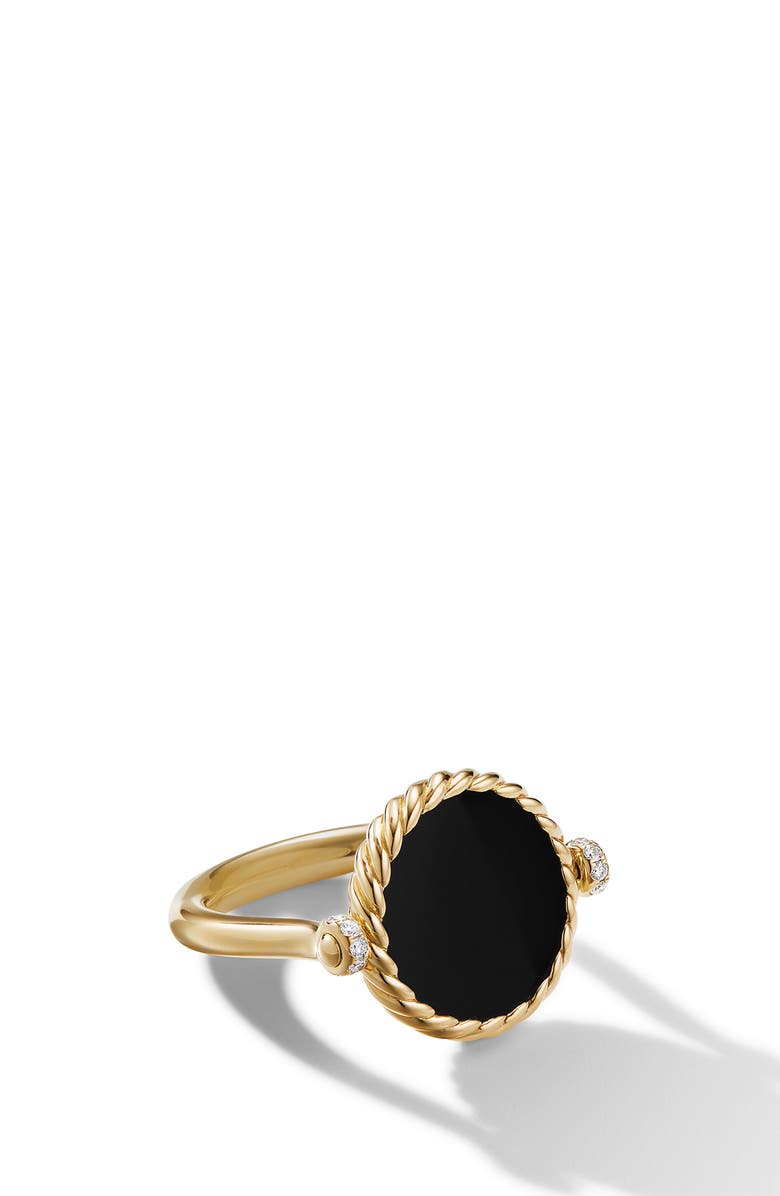 David Yurman Elements Swivel 18K Gold & Pavé Diamond Ring, Main, color, 