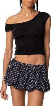 EDIKTED Jett One-Shoulder Crop Knit Top