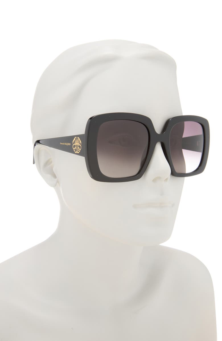 McQueen 54mm Square Sunglasses, Alternate, color, Black Black Grey