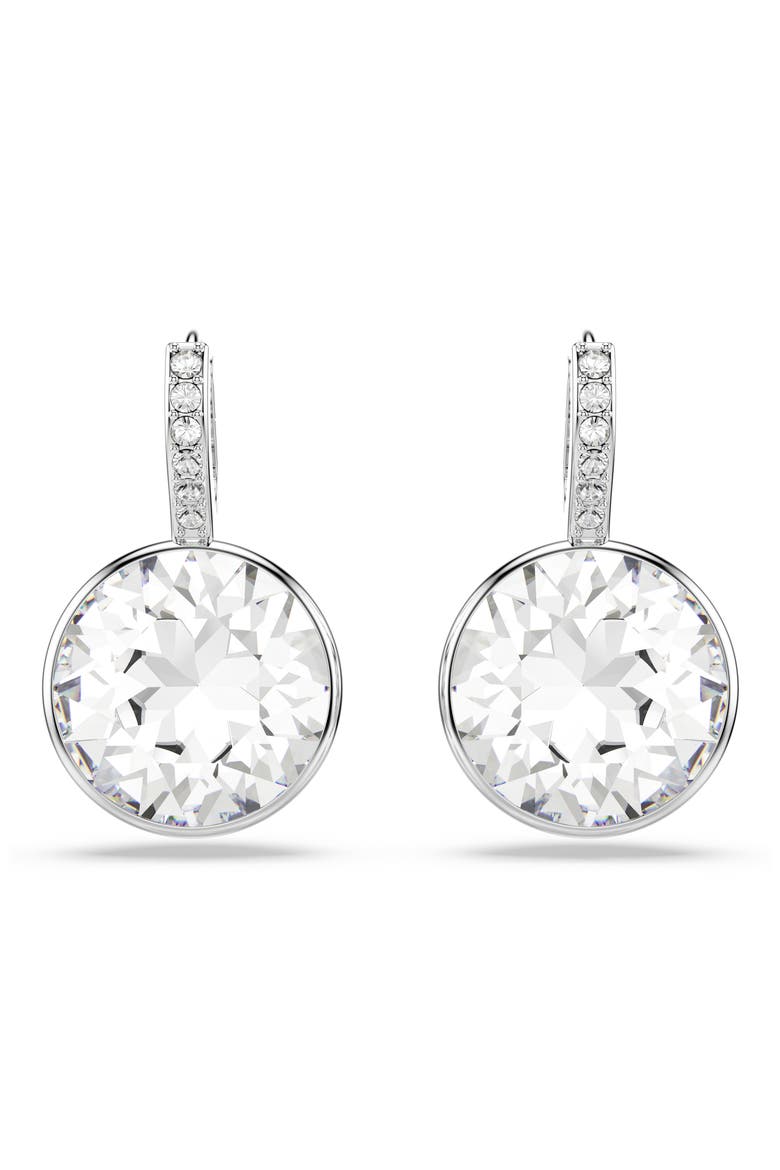 Millenia Round Crystal Drop Earrings, Alternate, color, RHODIUM