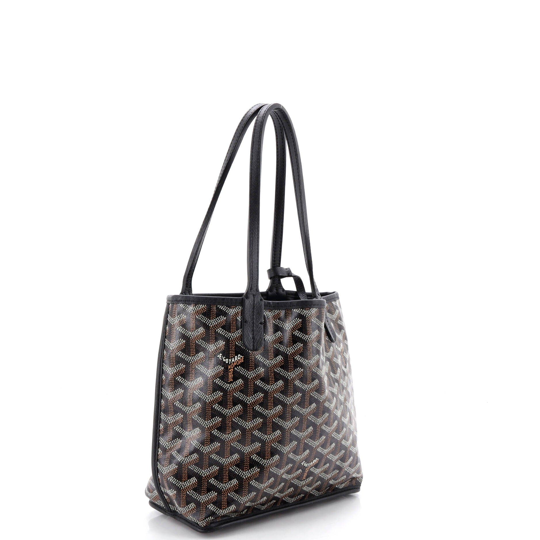 Pre-Owned Goyard Anjou Reversible Tote Coated Canvas Mini, Alternate, color, Black