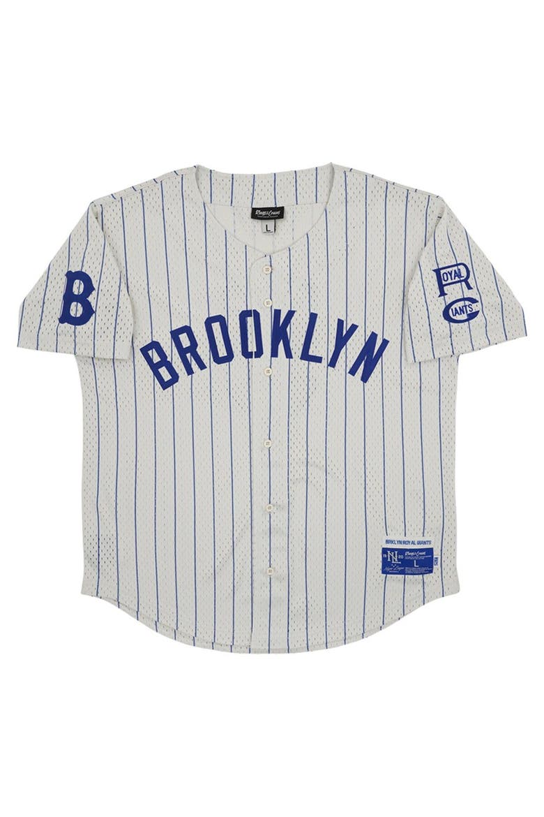 Men's Rings & Crwns #5 Cream Brooklyn Royal Giants Mesh Button-Down Replica Jersey, Alternate, color, Cream