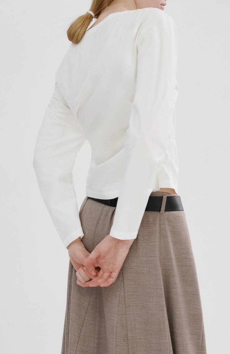 MANGO Asymmetric Long Sleeve Woven Shirt, Alternate, color, Off White