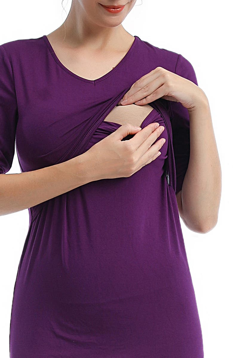 Kimi and Kai Essential Maternity/Nursing Top, Alternate, color, Eggplant