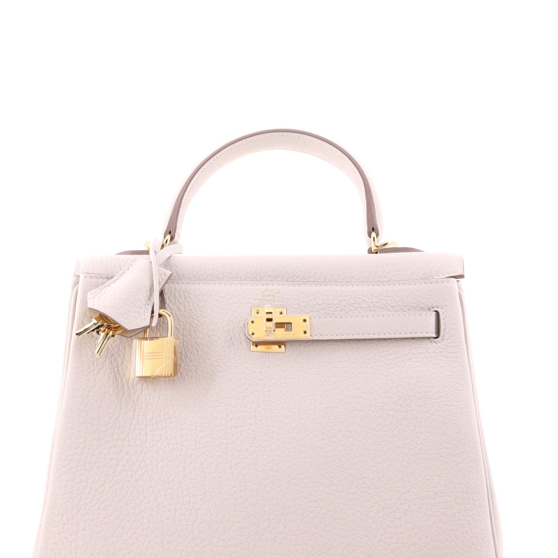 Rocabar Kelly Handbag Light Togo With Gold Hardware 25, Alternate, color, White