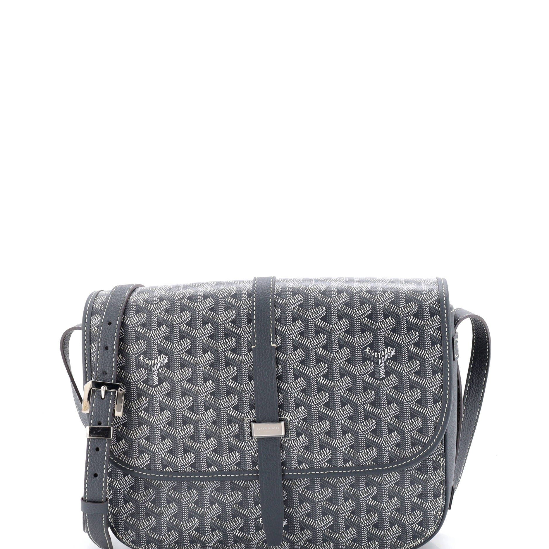 Pre-Owned Goyard Belvedere II Messenger Bag Coated Canvas MM, Main, color, Gray