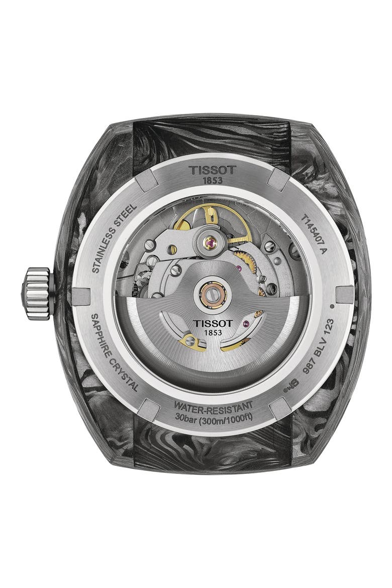 Sideral S Powermatic 80 Rubber Strap Watch, 41mm, Alternate, color, BLACK/ YELLOW