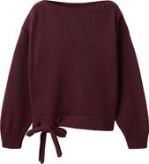 MANGO TEEN Boat Neck Tie Hem Cotton Blend Sweater