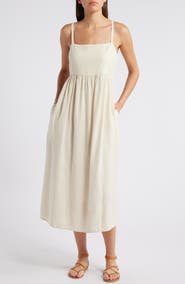 Treasure & Bond Floral Linen Blend Midi Sundress